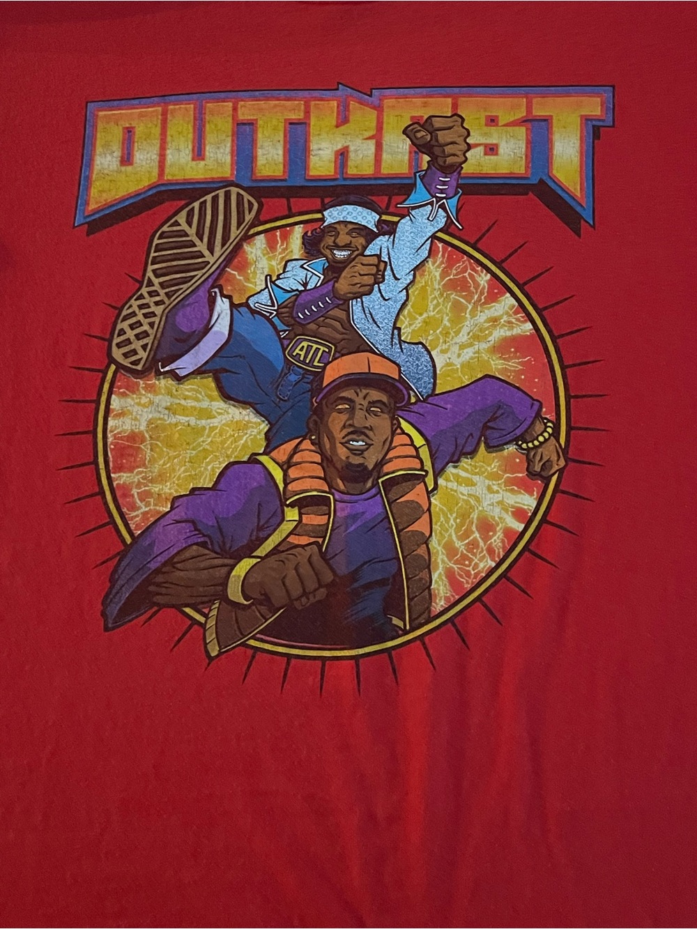 OutKast Red Short Sleeve Graphic Tee – Retro Duo Illustration